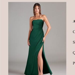Azazie Aliani Strapless Emerald Dress
